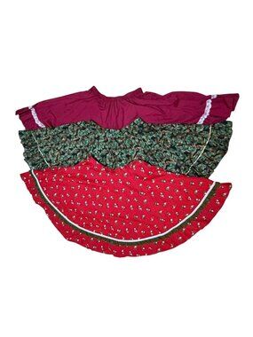 VTG Circle Skirts Lot of 3 Malco Modes & Handmade Christmas Pandas S M XL